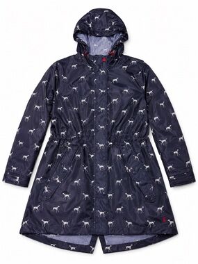 Joules Right as Rain Nordstrom Navy Dalmatian Hooded Raincoat Women’s US 14